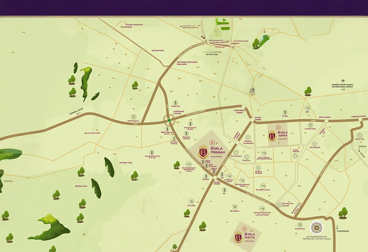 Location Map of  Birla Pravaah Gurgaon Sector 71